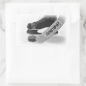 Hockey zwarte Schaatsen gepersonaliseerd Rechthoekige Sticker (Tas)