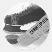 Hockey zwarte Schaatsen gepersonaliseerd Ronde Sticker (Voorkant)