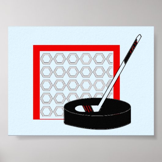 Hockeydoel, stick en puck poster (Voorkant)