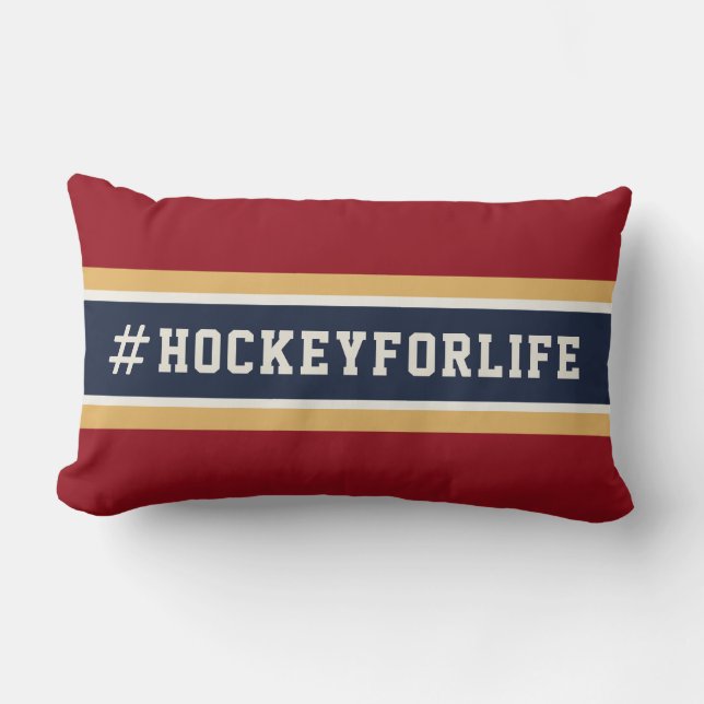 #hockeyforlife Rode marine & Gold Ice Hockey Hasht Kussen (Voorkant)