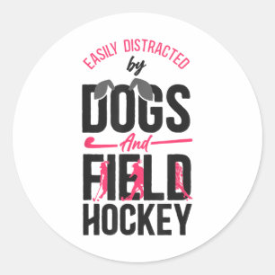 Hockeyhond gemakkelijk afgeleid door honden en vel ronde sticker