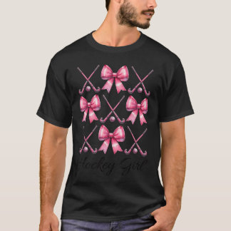 Hockeymeisje Field Hockeymeisje Coquette Boog fami T-shirt