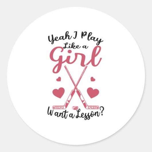hockeymeisjes ronde sticker (Voorkant)
