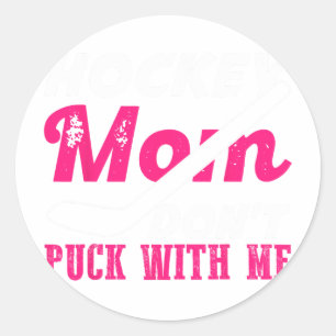 Hockeymoeder, Puck niet rond Grappige winterhockey Ronde Sticker