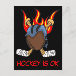 Hockeypuck in vlammen met een citaat, grappige spo briefkaart