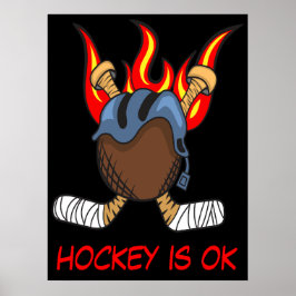 Hockeypuck in vlammen met een citaat, grappige spo poster