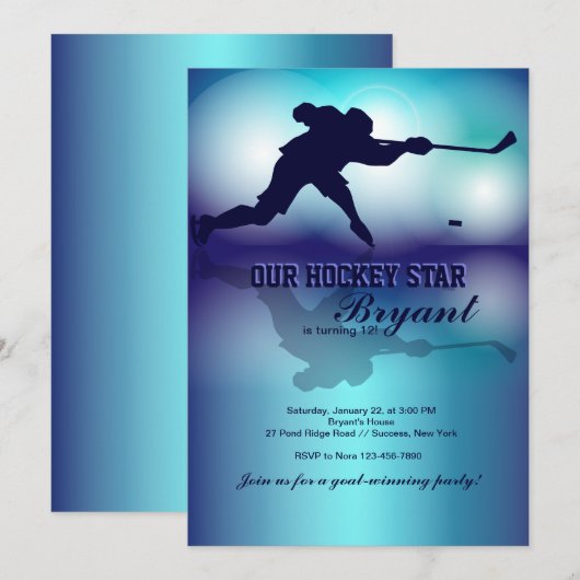 Hockey's My Game Uitnodiging (Voorkant / Achterkant)