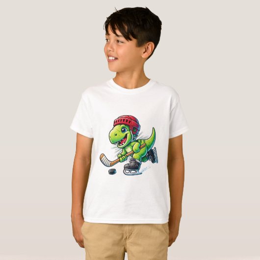 Hockeysaurus Dinosaur Ice Hockey Trex Kids Boys Ic T-shirt (Voorkant volledig)