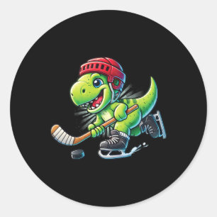 Hockeysaurus Dinosaur IJshockey Trex Jongens Ic Ronde Sticker