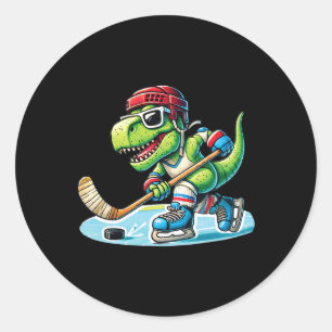 Hockeysaurus Dinosaur IJshockey Trex Jongens IJsho Ronde Sticker