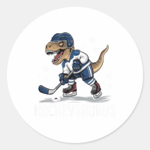 Hockeysaurus Grappige Dinosaur Hockey Kinderen Hoc Ronde Sticker
