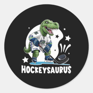 Hockeysaurus Grappige Dinosaur Hockey Kinderen Hoc Ronde Sticker