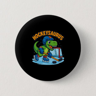 Hockeysaurus Grappige Dinosaur Ijshockey Kinderen  Ronde Button 5,7 Cm