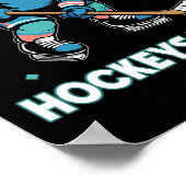 Hockeysaurus Grappige Dinosaur Trex Hockey Kindere Poster (Hoek)