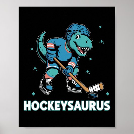 Hockeysaurus Grappige Dinosaur Trex Hockey Kindere Poster (Voorkant)