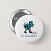 Hockeysaurus Grappige Dinosaur Trex Hockey Kindere Ronde Button 5,7 Cm (Voorkant /achterkant)