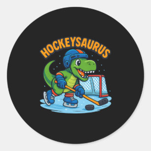 Hockeysaurus Grappige Dinosaurus IJshockey Kindere Ronde Sticker