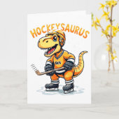 Hockeysaurus Grappige Dinosaurussen Hockey Kindere Kaart (Gele Bloem)