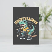 Hockeysaurus ijshockey dinosaurus liefhebbers bedankkaart (Staand voorkant)