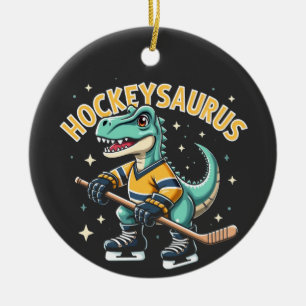 Hockeysaurus ijshockey dinosaurus liefhebbers keramisch ornament