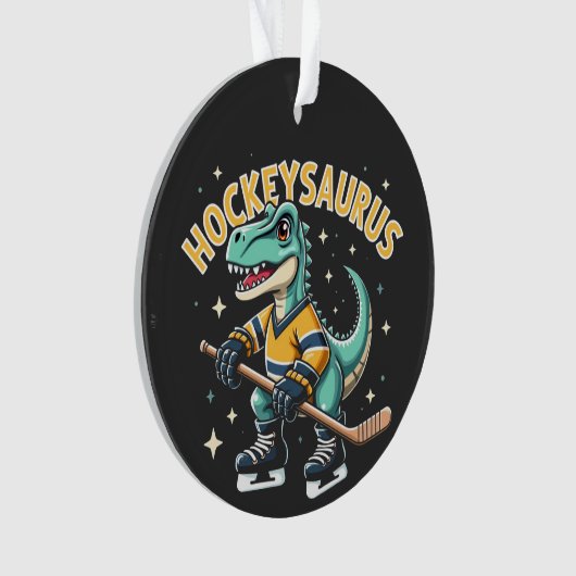 Hockeysaurus ijshockey dinosaurus liefhebbers ornament (voorkant)