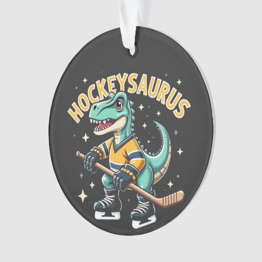 Hockeysaurus ijshockey dinosaurus liefhebbers ornament (voorkant)
