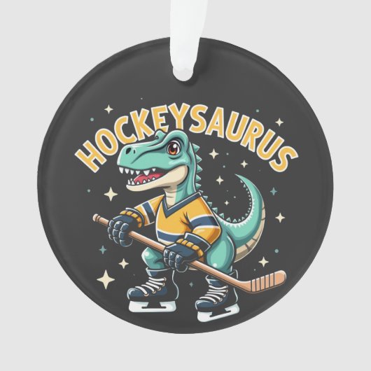Hockeysaurus ijshockey dinosaurus liefhebbers ornament (voorkant)