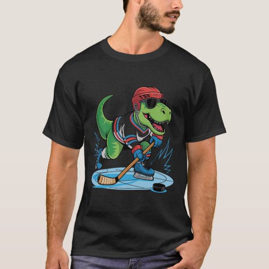Hockeysaurus T-rex Hockey Dinosaur T-shirt (Voorkant)