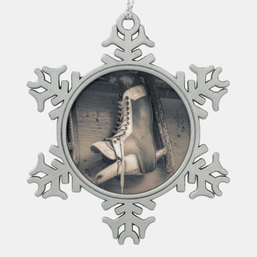  hockeyschaats tin sneeuwvlok ornament (Voorkant)