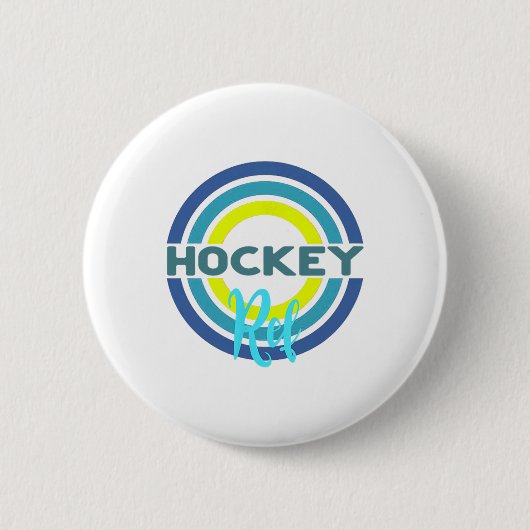 Hockeyscheidsrechter met moderne hockeycirkels ronde button 5,7 cm (Voorkant)