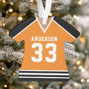 Hockeyshirt sportteam tenue oranje en zwart ornament