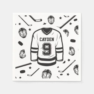 Hockeyshirt zwart en wit 9e verjaardag servet