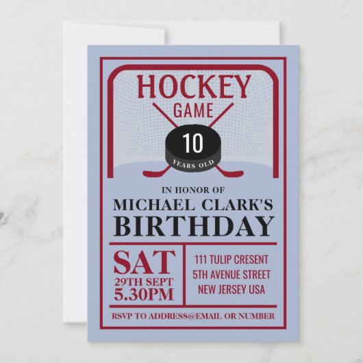 Hockeyspel, Net Puck en Sticks, Verjaardagsfeest Kaart (Voorkant)