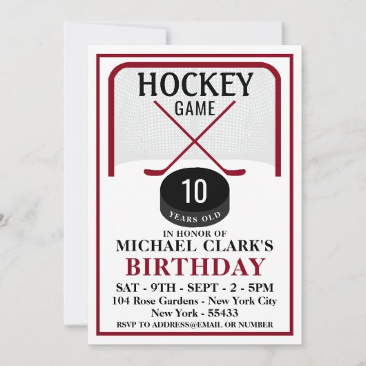 Hockeyspel, Net Puck en Sticks, Verjaardagsfeest Kaart (Voorkant)