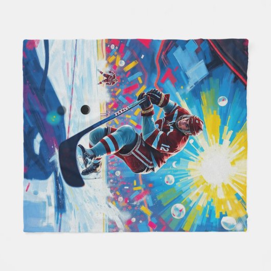 Hockeyspeler bij Goal Fleece Deken (Voorkant (Horizontaal))