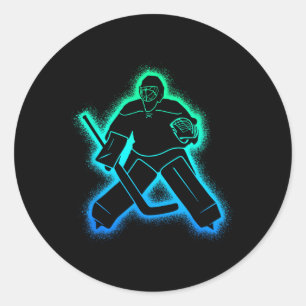 Hockeyspeler Doelman Mannen Jongens IJshockey Doel Ronde Sticker