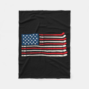 Hockeyspeler Fan IJshockey Amerikaanse Vlag 4e Van Fleece Deken