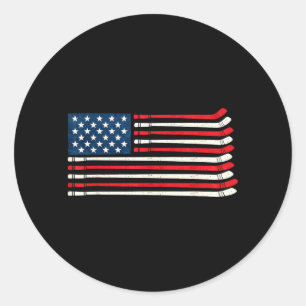 Hockeyspeler Fan IJshockey Amerikaanse Vlag 4e Van Ronde Sticker
