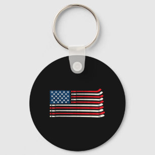 Hockeyspeler Fan IJshockey Amerikaanse Vlag 4e Van Sleutelhanger