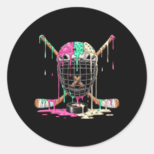 Hockeyspeler Ijsje Drip Jongens Kinderen Ijshockey Ronde Sticker