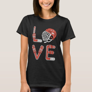 Hockeyspeler Liefde Helm Stok Handschoenen Puck Gr T-shirt