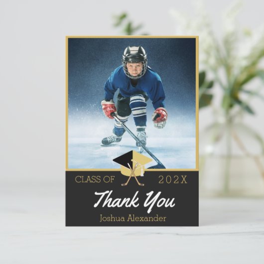 Hockeyspeler Modern Foto afstudeerklas van Bedankkaart (Staand voorkant)