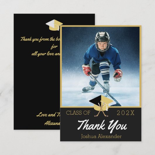 Hockeyspeler Modern Foto afstudeerklas van Bedankkaart (Voorkant / Achterkant)