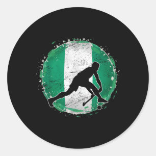 Hockeyspeler Nigeria Nigeria Vlag Nigeria Ronde Sticker