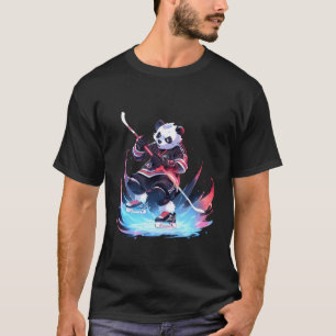 Hockeyspeler Panda Hockey Stick Goalie Panda Beer T-shirt