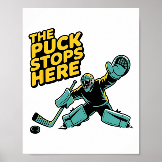 Hockeyspeler Puck Strafbox Hockey Doelman Poster (Voorkant)