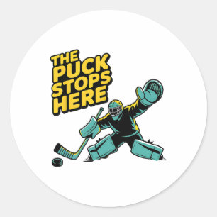 Hockeyspeler Puck Strafbox Hockey Doelman Ronde Sticker