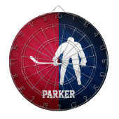 Hockeyspeler; Rood, Wit en Blauw Dartbord (Voorkant)