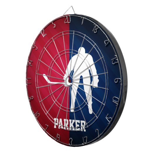 Hockeyspeler; Rood, Wit en Blauw Dartbord (Voorkant Rechts)