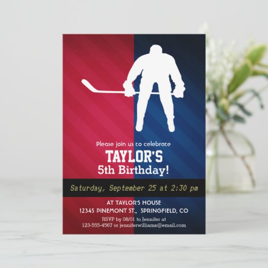 Hockeyspeler; Rood, Wit en Blauw Kaart (Staand voorkant)